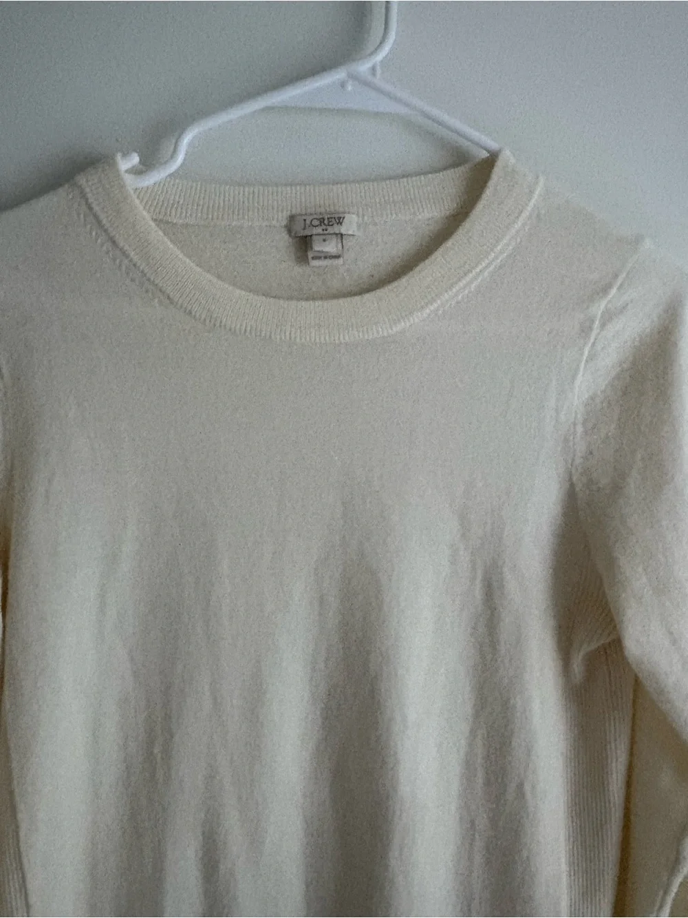 J. Crew Cream Crewneck Wool Blend Sweater - Lightweight Knit
